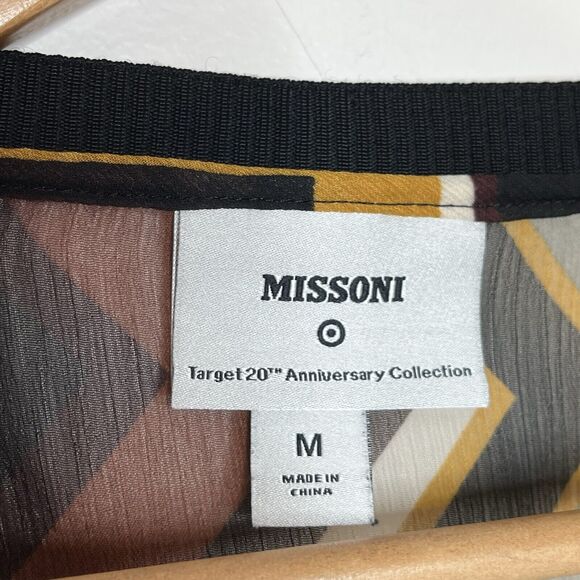 Missoni for Target Chevron Zigzag Sheer Long Sleeve Top Brown Black Womens M - Picture 4 of 6